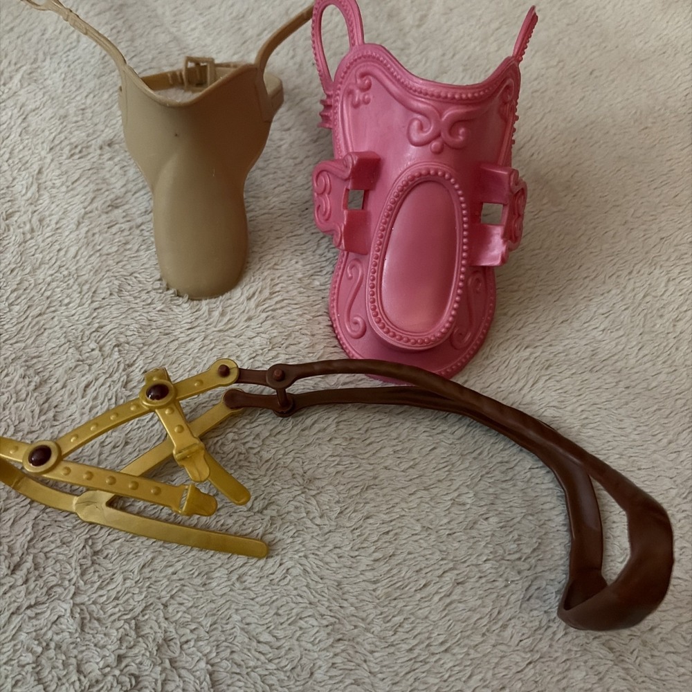 Lot Of 3 Barbie Horse 2 Saddles And 1 Bridle B15